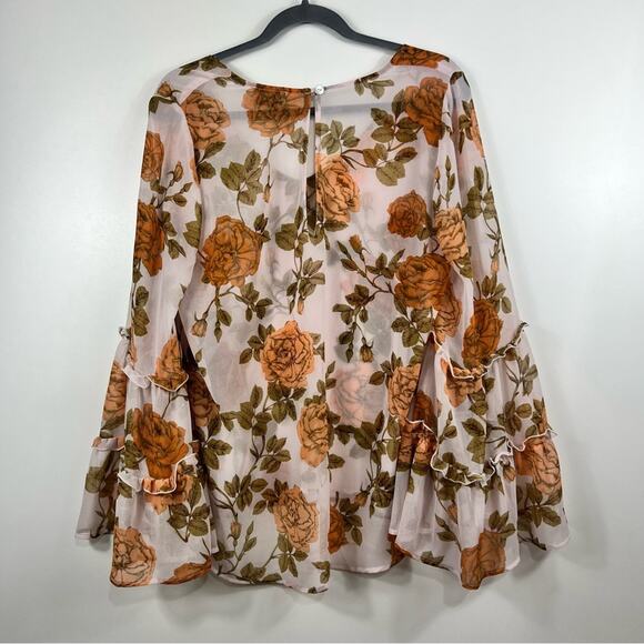 Show Me Your Mumu Nicolette Rose Floral Print Flared Ruffle Sleeve Top Size S - Picture 6 of 12